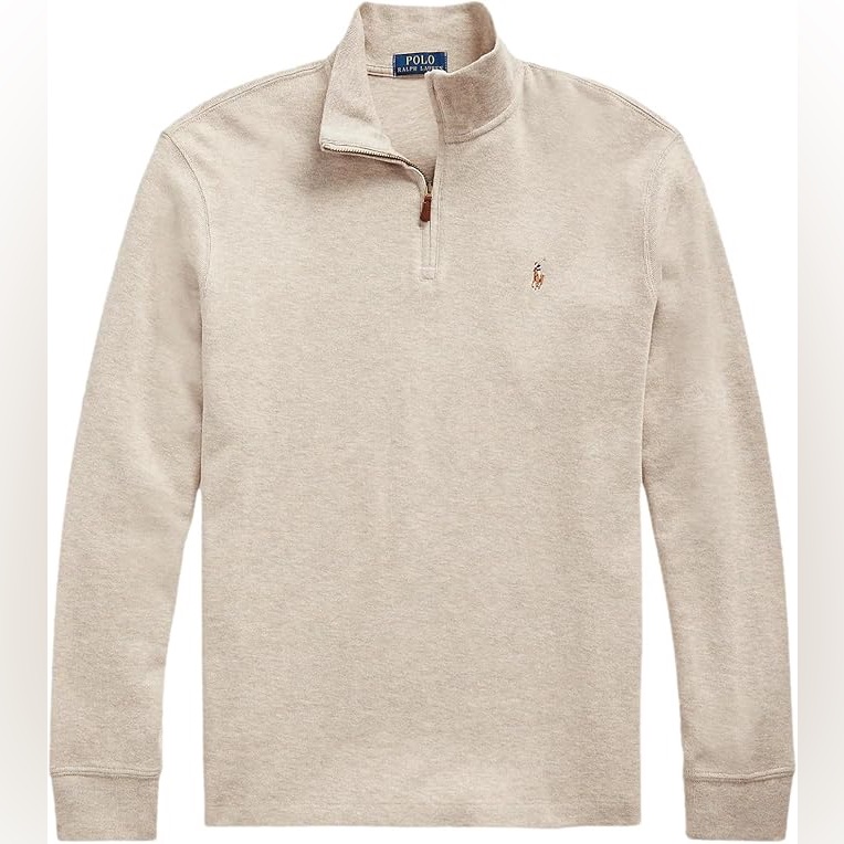 Polo Ralph Lauren Men’s Classic Estate-Rib Quarter-Zip Pullover Sweater Beige Xl